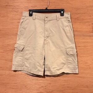 Jos A Bank Stays Cool Mens Cargo Shorts Tan Khaki Cotton Size 32 8.5 Inseam